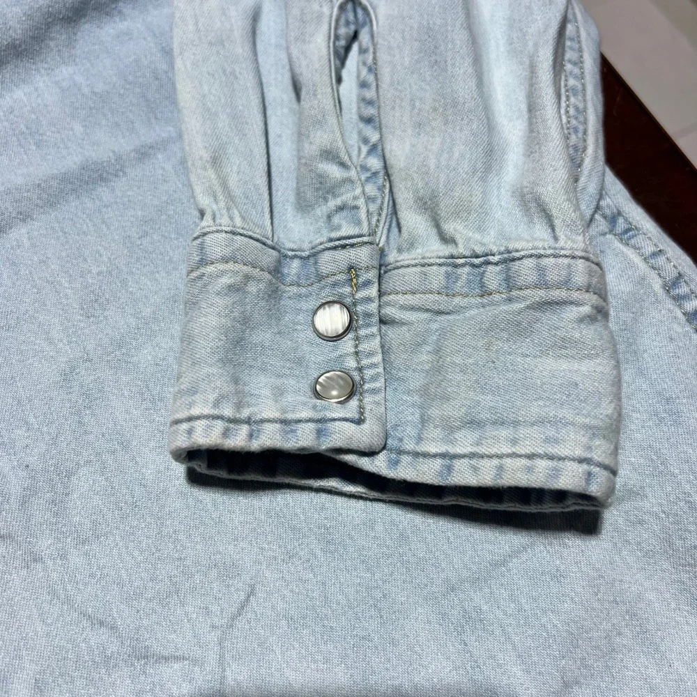 Levis Mens XXL Light Wash Denim Long Sleeve Western Pearl Snap Button Shirt Std